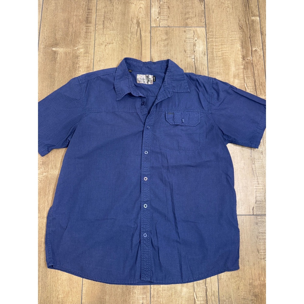REAL TREE Men's Blue Plaid Short‎ Sleeve Button Up Shirt Size X-Large